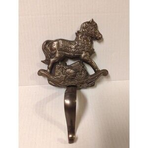 Rocking Horse Stocking Hanger Cast Iron  Mantle Holder Hook Christmas Holiday